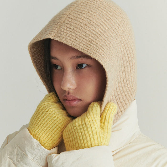 Faux Wool Knitted Balaclava Scarf Hat