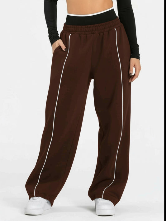 Black and White Wide-Leg Sweatpants Casual Streetwear Fit