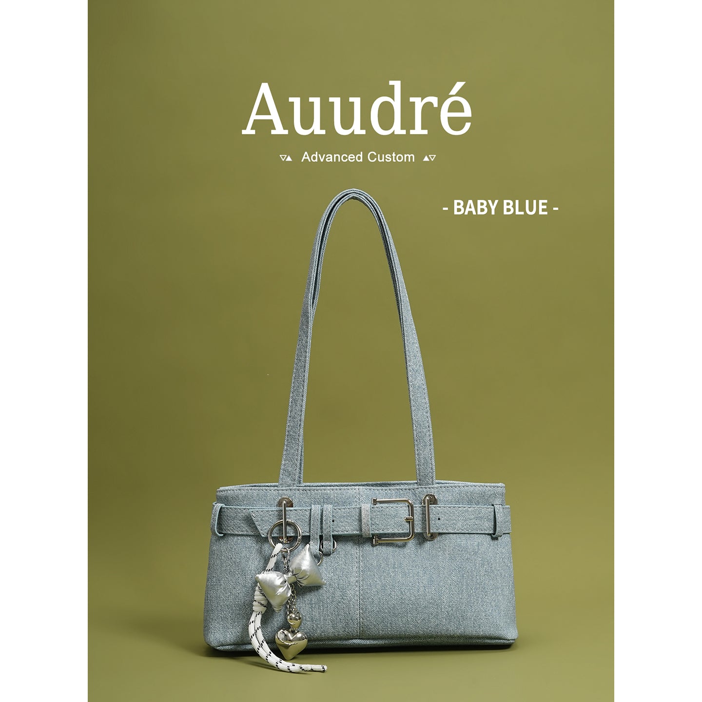 Soft PU Baguette Shoulder Bag with Pendant Daily Chic Style