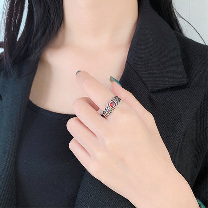 Women's Vintage Inlaid Open Ring