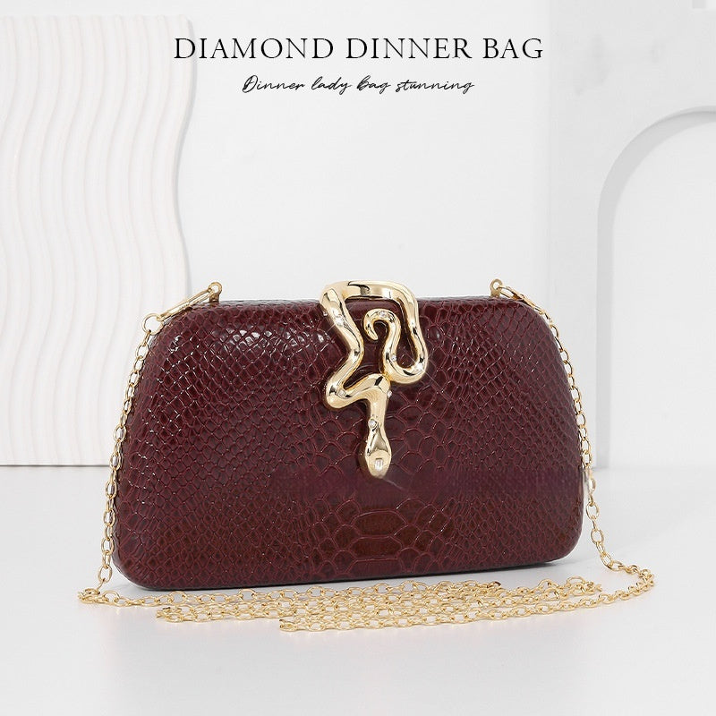 European American Snake Print Evening Tote for Women