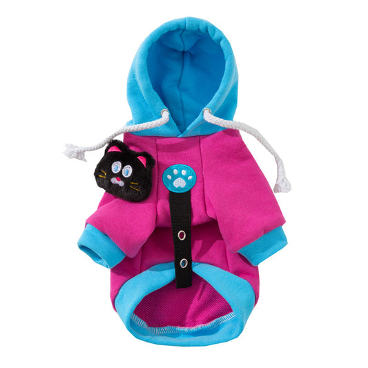 Color-Blocking Cartoon Sweatshirt Autumn Winter Dog Clothes
