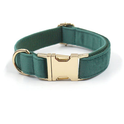 Green Velvet Dog Leash and Collar Comfortable Pet Accessory