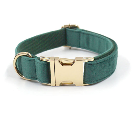 Green Velvet Dog Leash and Collar Comfortable Pet Accessory
