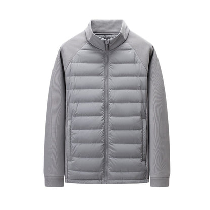 Buy Men’s Stand-Up Collar Patchwork Down Jacket – Warm & Light