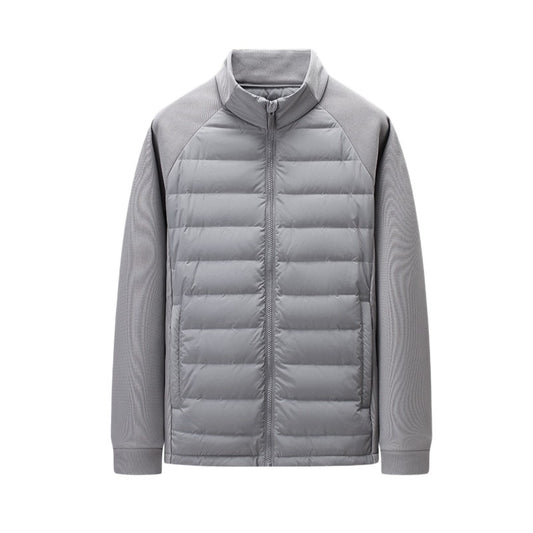 Buy Men’s Stand-Up Collar Patchwork Down Jacket – Warm & Light