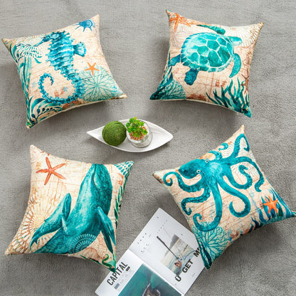 Sea Turtle Printed Cushion Covers  Stylish Throw Pillow Cases