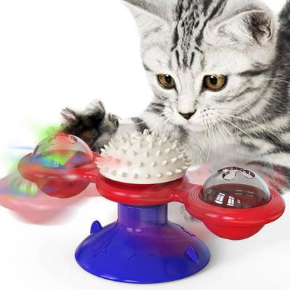 Interactive Windmill Cat Toy with LED Ball & Catnip