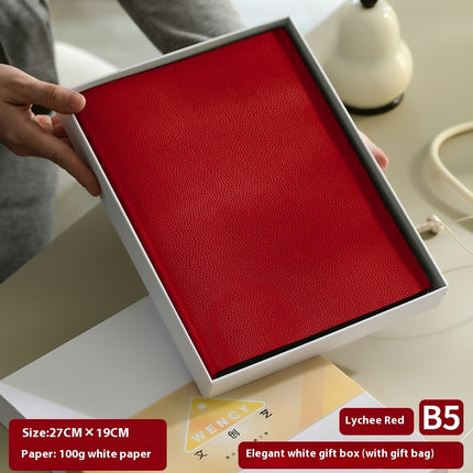 Soft Leather Covered Notebook with Litchi Pattern for Notes