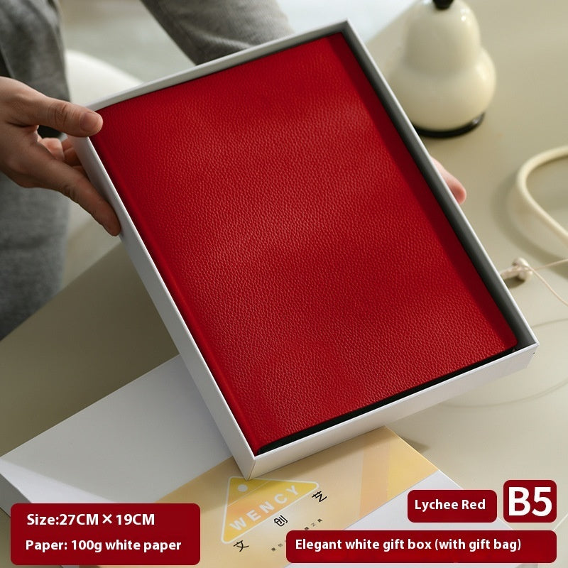 Soft Leather Covered Notebook with Litchi Pattern for Notes