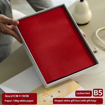 Soft Leather Covered Notebook with Litchi Pattern for Notes