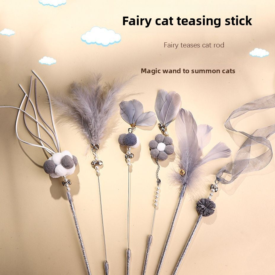 Feather Bell Cat Teaser Wand Toys