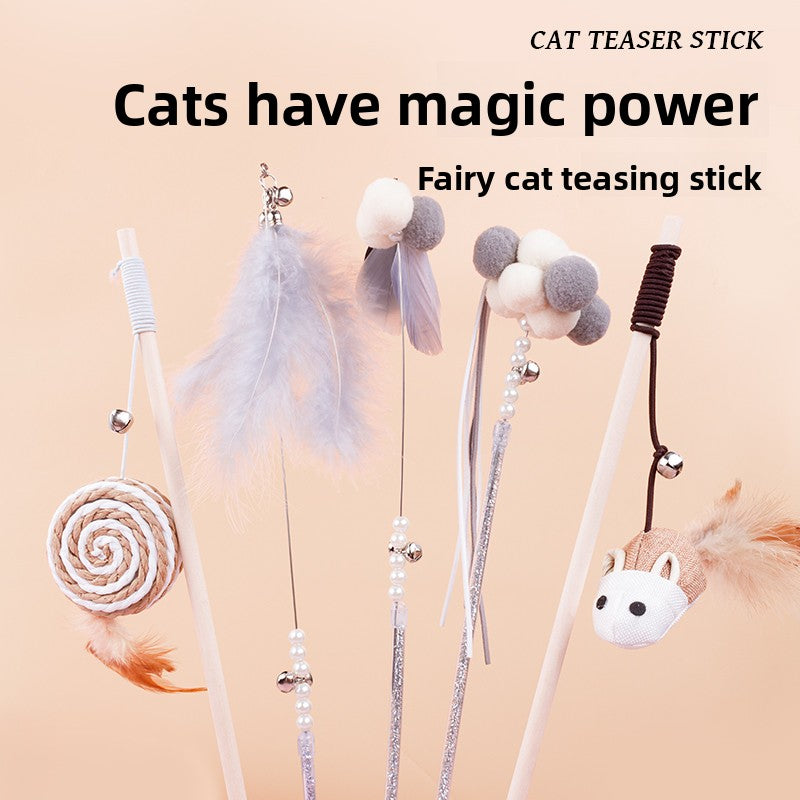 Feather Bell Cat Teaser Wand Toys