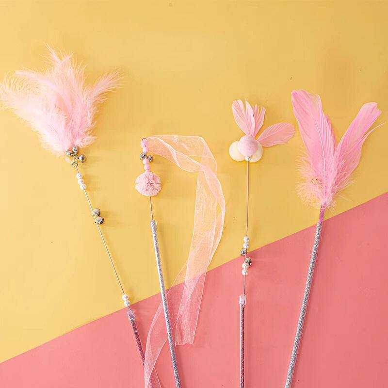 Feather Bell Cat Teaser Wand Toys