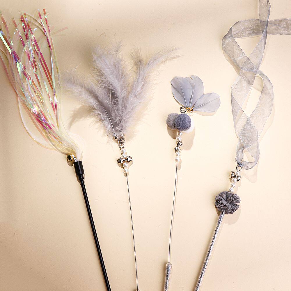 Feather Bell Cat Teaser Wand Toys