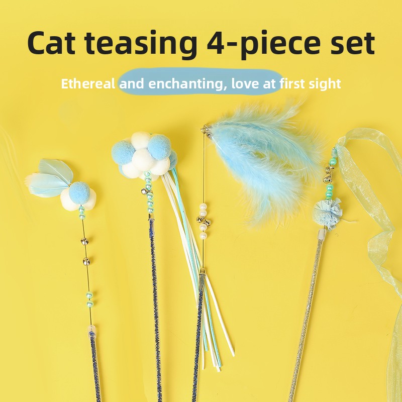 Feather Bell Cat Teaser Wand Toys