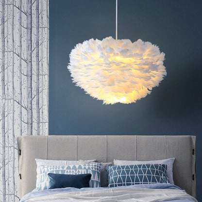 Feather chandelier light