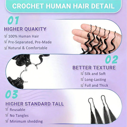 Feather Crochet Human Hair Braiding Extensions