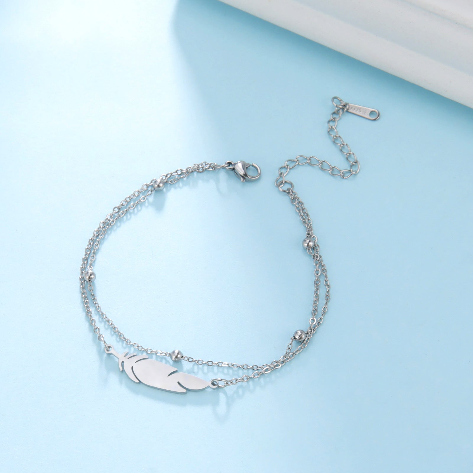 Feather stainless steel double-layer ankle chain