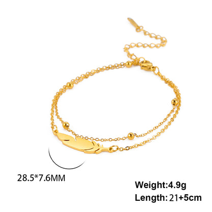 Feather stainless steel double-layer ankle chain