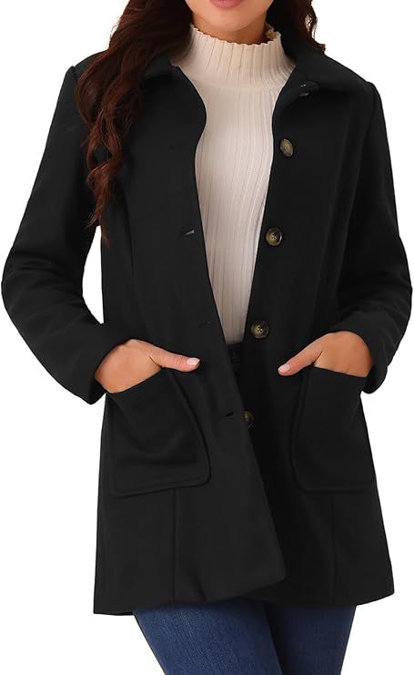 Buy Double-Breasted Long-Sleeve Lapel Wool-Lined Casual Coat