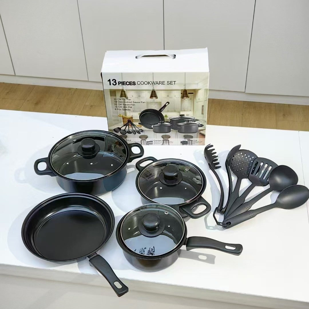 13-Piece Nonstick Kitchen Pot Set Durable Cookware Daily Set