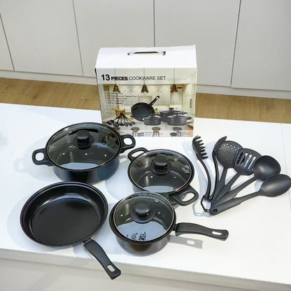 13-Piece Nonstick Kitchen Pot Set Durable Cookware Daily Set