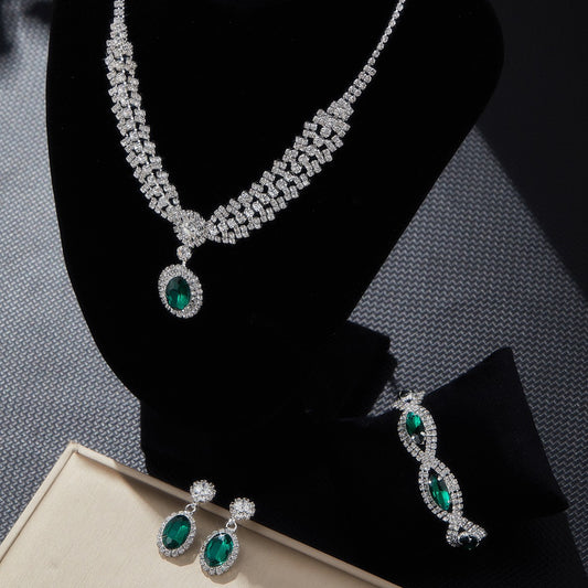 New European & American Style Luxury Sapphire Necklace Set
