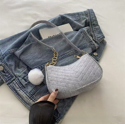 Felt Shoulder Bag for Women Casual Crossbody Purse