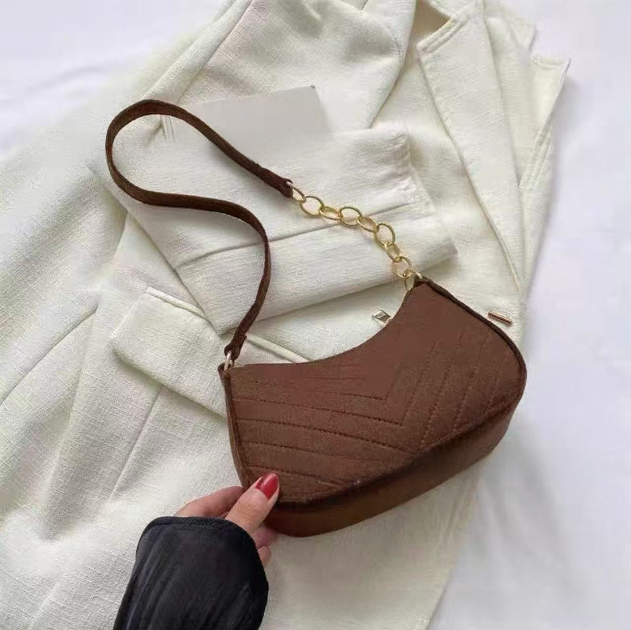 Felt Shoulder Bag for Women Casual Crossbody Purse