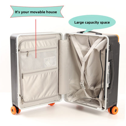 Female suitcase with swivel wheels and combination lock