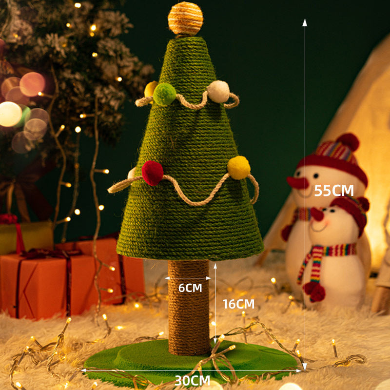 Festive Sisal Cat Climbing Tree with Velvet Nest