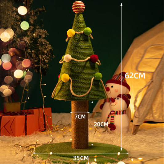 Festive Sisal Cat Climbing Tree with Velvet Nest