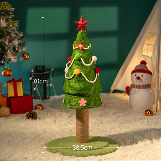Festive Sisal Cat Climbing Tree with Velvet Nest