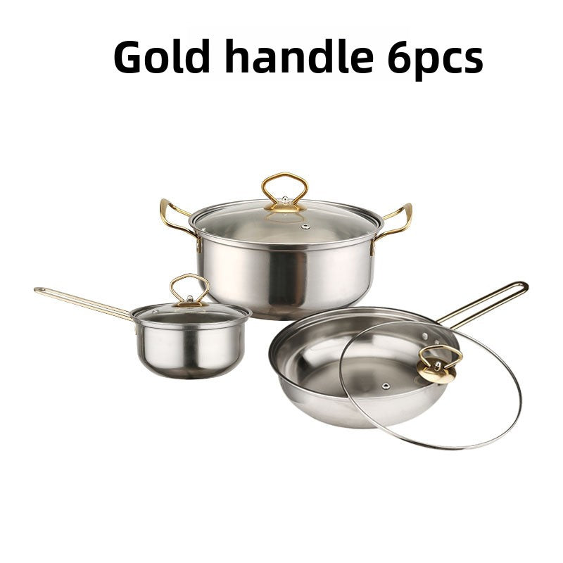 Stainless Steel Cookware Set Glass Lid Pots and Pans Kitchen