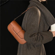 Genuine Leather Baguette Shoulder Bag for Elegant Daily Use