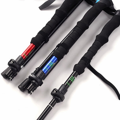 Four-Section Telescopic Aluminum Hiking Pole for Trekking