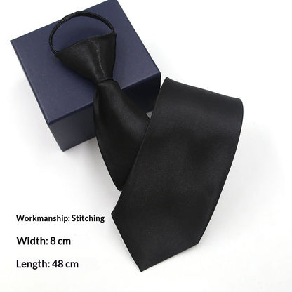 Mens Business Formal Zipper Tie With Blue Stripes for Office