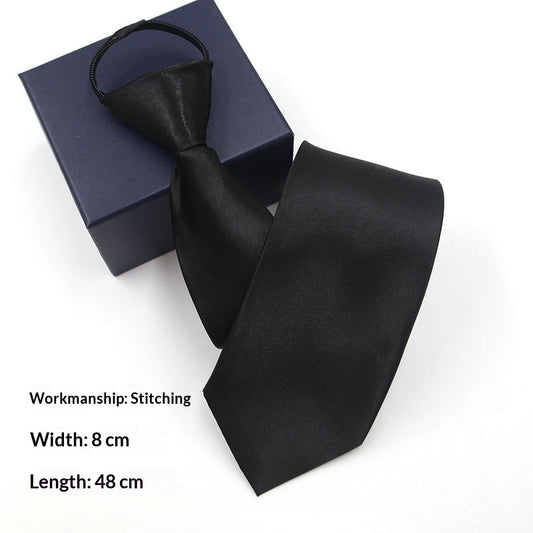 Mens Business Formal Zipper Tie With Blue Stripes for Office