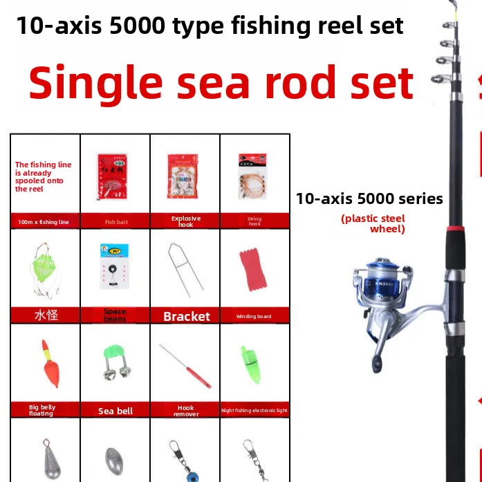 Fiberglass Fishing Rod Set with Reel