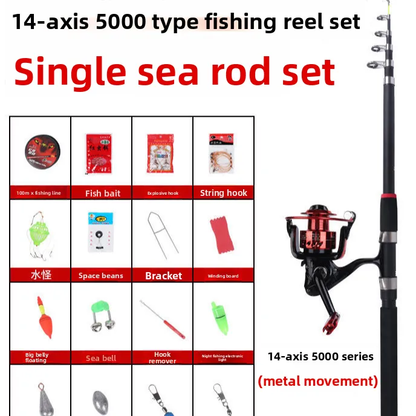 Fiberglass Fishing Rod Set with Reel