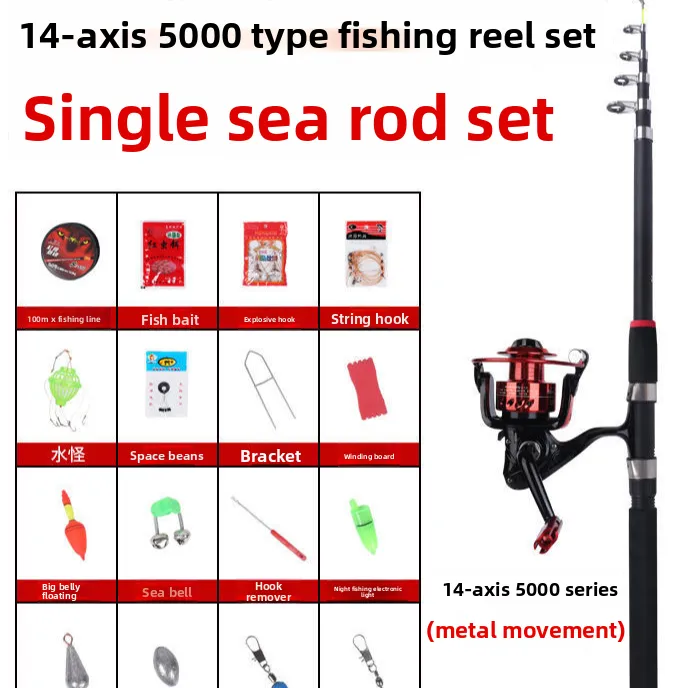Fiberglass Fishing Rod Set with Reel