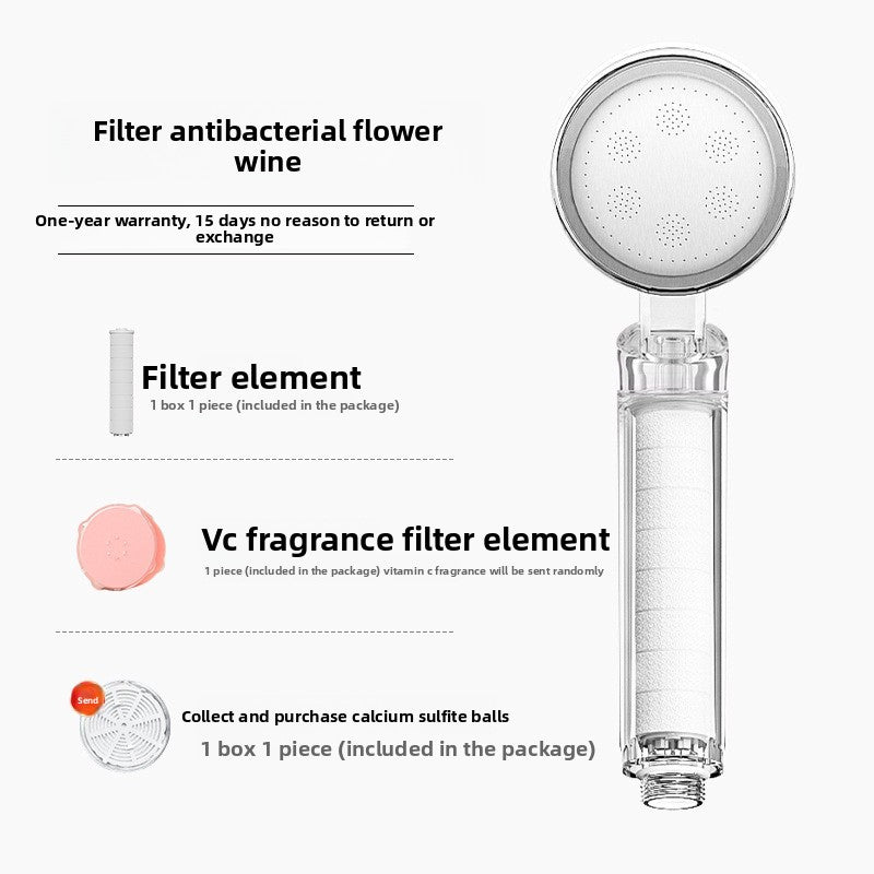 Filtering water purifying shower head