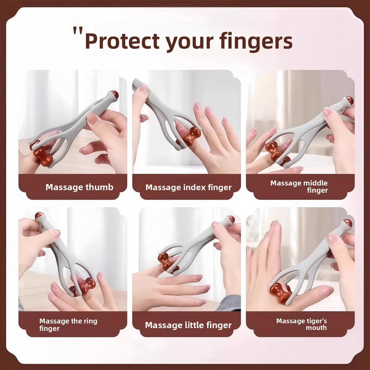 Finger Massager with Solid Wood Roller