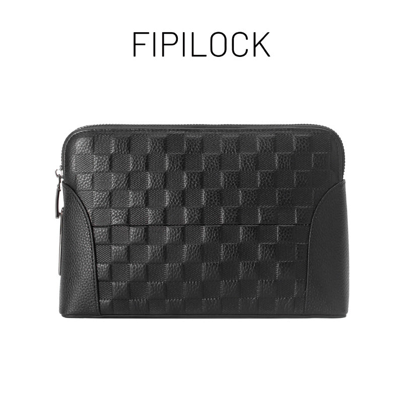 Fingerprint Lock Genuine Leather Clutch Bag