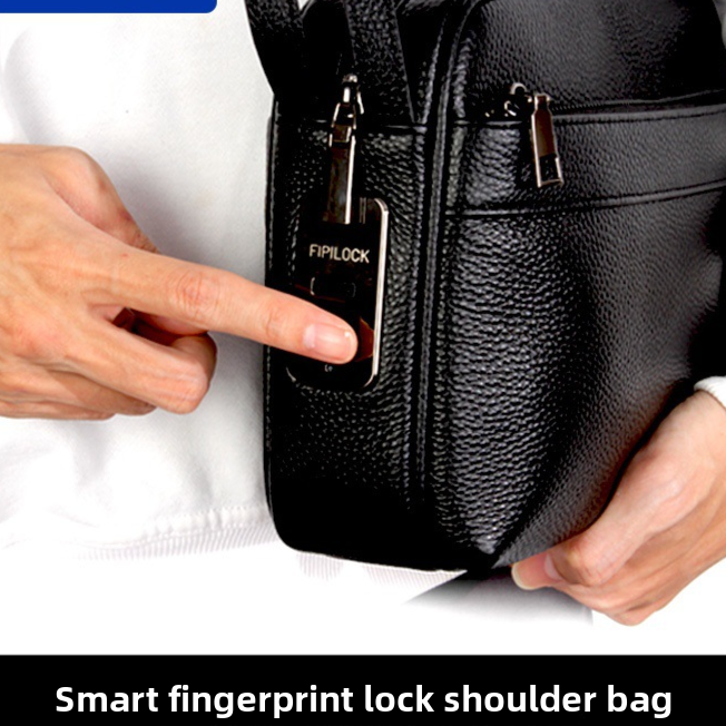 Fingerprint Lock Genuine Leather Crossbody Bag