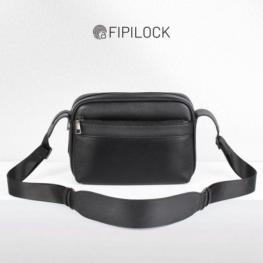Fingerprint Lock Genuine Leather Crossbody Bag