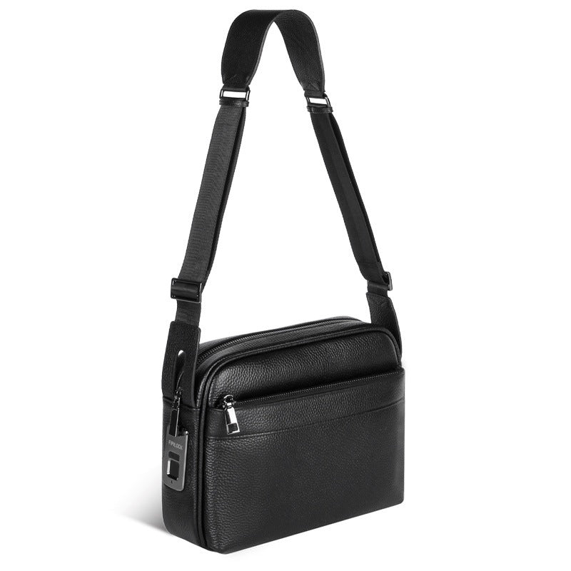 Fingerprint Lock Genuine Leather Crossbody Bag