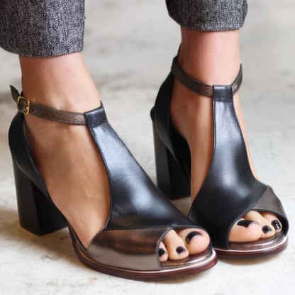 Fish Mouth Buckle High Heel Sandals