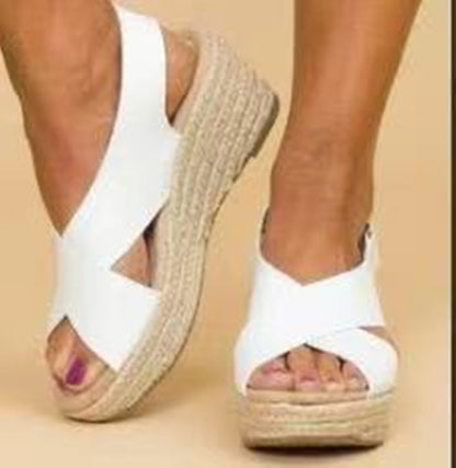 Fish Mouth Cross Mid-Heeled Sandals for Women